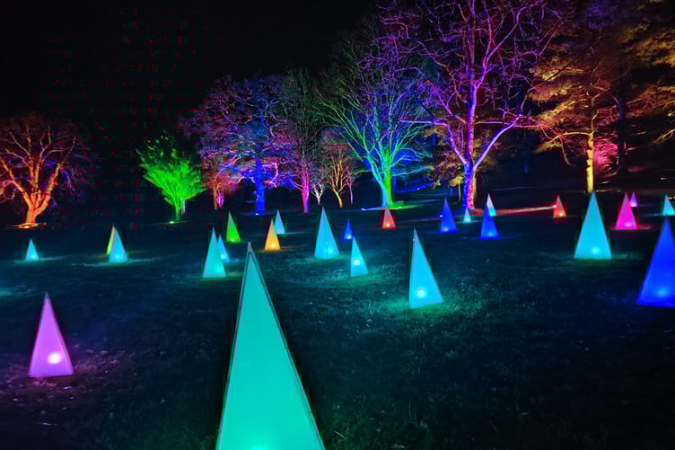Famous RHS Rosemoor garden light show entrances