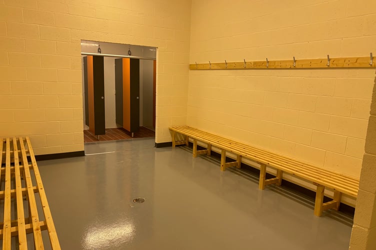 A changing room in the newly unveiled Horrabridge sports pavilion.