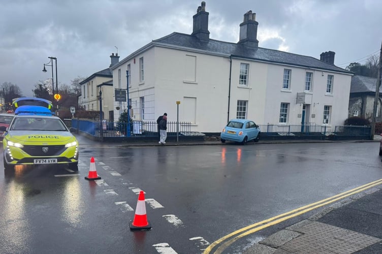 This car apparently slid on black ice in Canal Road in Tavistock this morning, Friday, January 2.