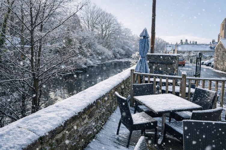Snow at Tavistock's Eastgate Brasserie. Picture by Eastgate Brasserie.