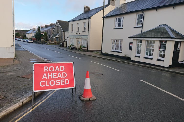 A road closure in Princetown after a gritting lorry skidded on black ice early this morning left some roads unsalted. Picture by Helen Jackson.