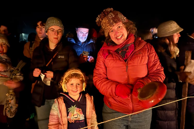 Bashing pots and pans at Sandford Wassail.  AQ 2230

