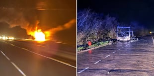 Firefighters battle A30 motorhome blaze