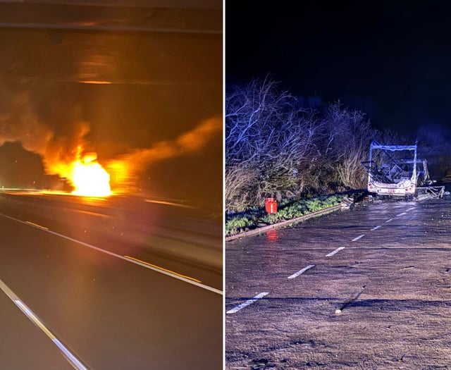 Firefighters battle A30 motorhome blaze