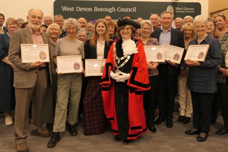 West Devon Mayor Cllr Debo Sellis presents the borough mayoral awards to 'unsung heroes' last year. New 2026 nominees are invited.