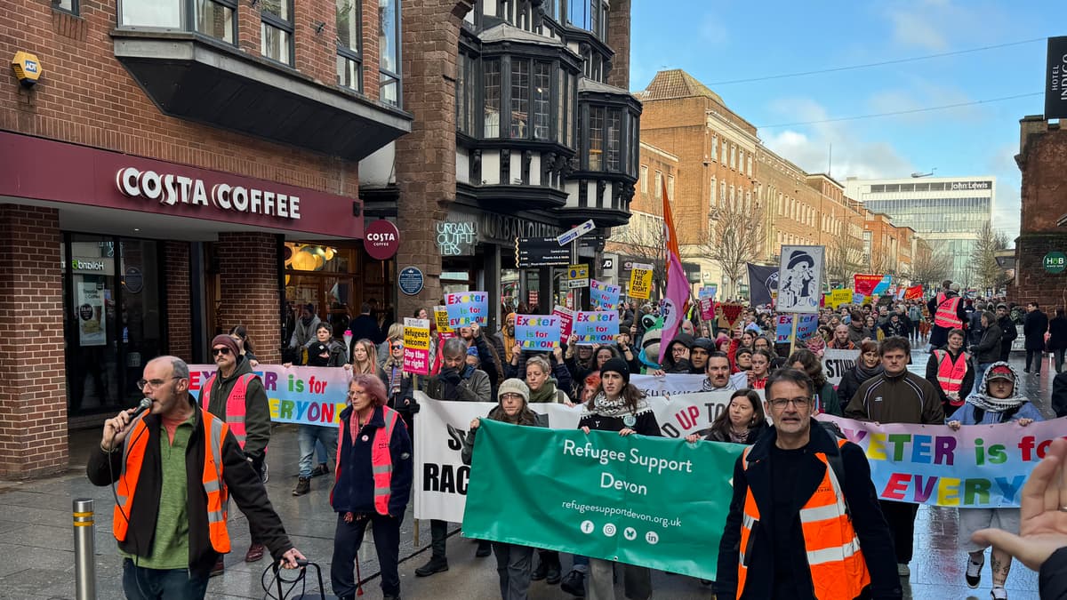 Anti-migrant protestors far outnumbered by Exeter is for Everyone counter ...