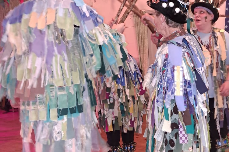 The Tavy & Tamar Apple Group leads the Bere Ferrers Wassail - the apple orchard blessing celebrations.  Pictured are the XX Morris Group