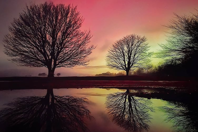 Jeremy Rogers' atmospheric Northern Lights photo on Yelverton Airfield.