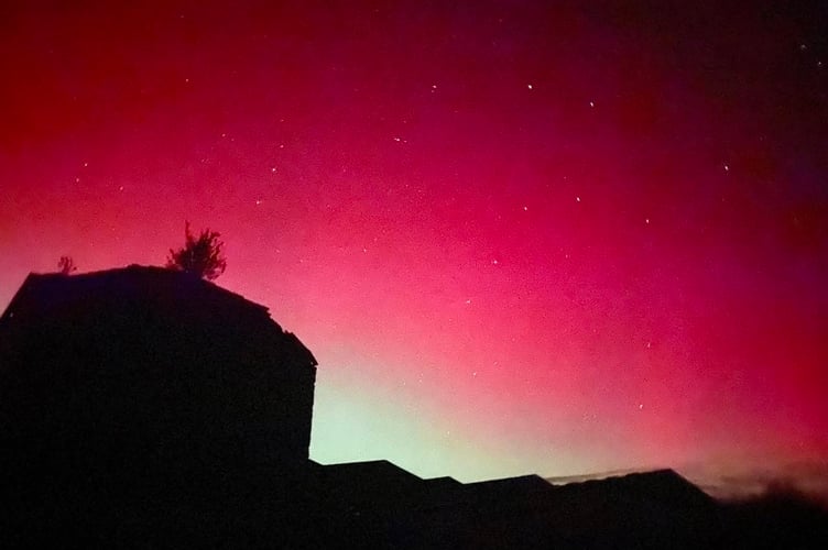 Northern Lights over Gulworthy by Nadine Lamb.