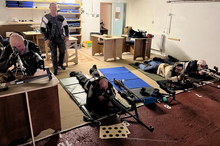 Shooters in action the Smallbore Club in Okehampton.