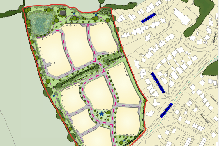 Objectors to a new planned 120-home estate on Callington Road, in Tavistock (see plan pictured) will generate overwhelming demand on roads and services. Picture copyright of BDW Trading.