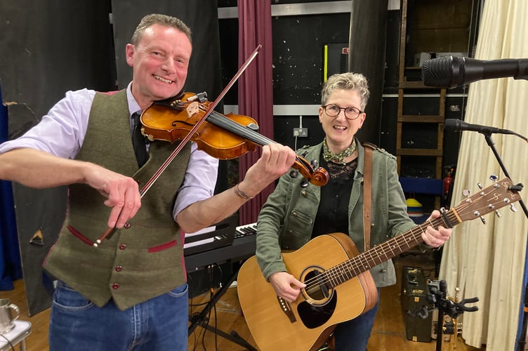 Jack of All Trades, acoustic duo Mark Ashley and Ali Ault, playing at the Coronation Hall in Mary Tavy.