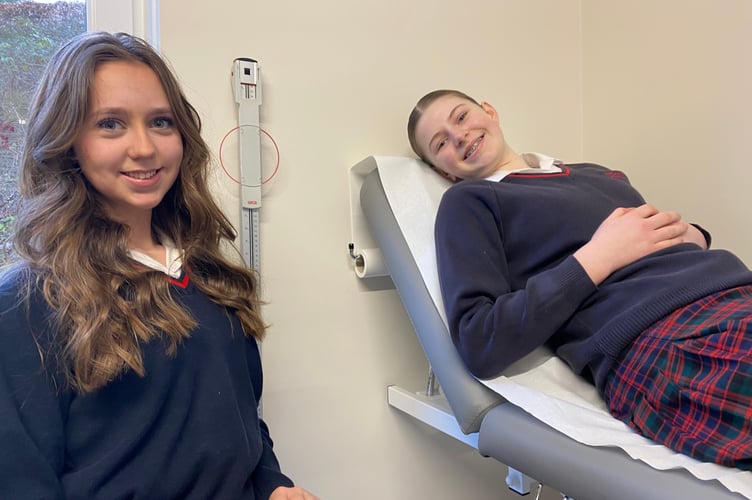 Mount Kelly College pupils using the new school health and wellbeing centre medical room.