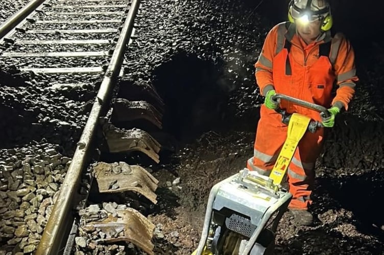 Working through the night to fix the line between Crediton and Cowley