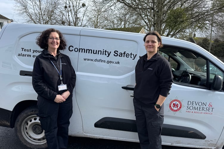 Devon and Somerset Fire and Rescue Home Safety and Partnership Officer Eleanor Tanner, left, and Home Safety Technician Casandra Darling who led a man to safety from his smoke-filled home.  AQ 4298
