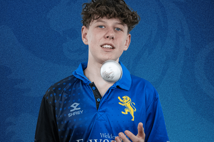 Talented batsman and bowler Stanley Baker, of Walkhampton, warming up in his Devon Cricket gear as he trains for a tour of South Africa. Picture Devon Cricket.
