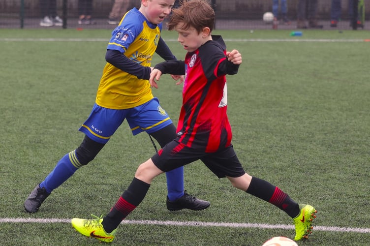 Tavistock U-8s in action at Plympton Academy. Picture by Chris Cottrell.