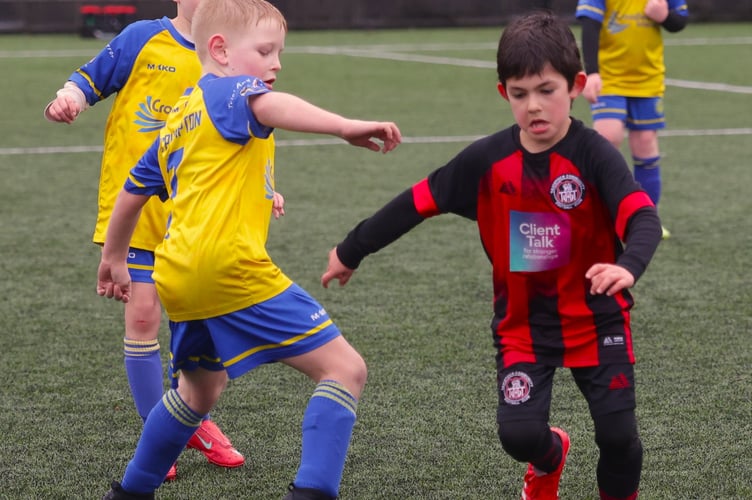 Tavistock U-8s in action at Plympton Academy. Picture by Chris Cottrell.