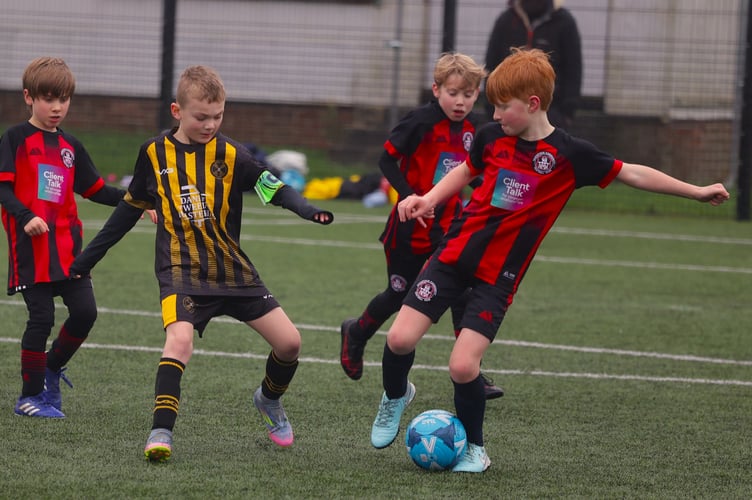 Tavistock U-8s in action at Plympton Academy. Picture by Chris Cottrell.