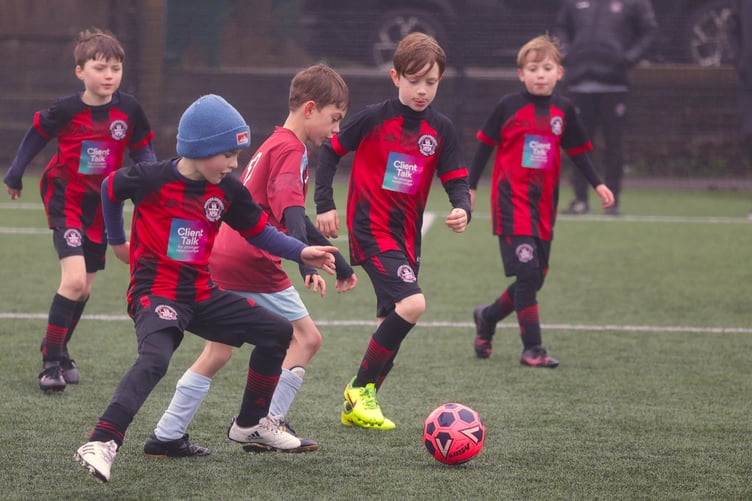 Tavistock U-8s in action at Plympton Academy. Picture by Chris Cottrell