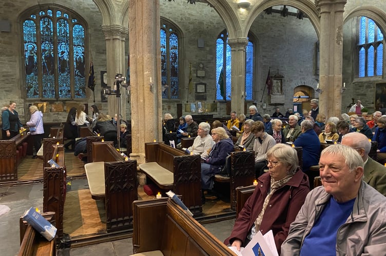 A packed St Eustachius' Church in Tavistock marking the fourth anniversary of the Russian invasion of Ukraine.