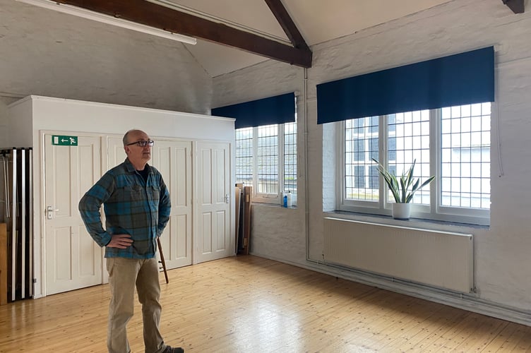 John Dixon in the main hall of Tavistock's Printworks which is part of a big community launch in May.