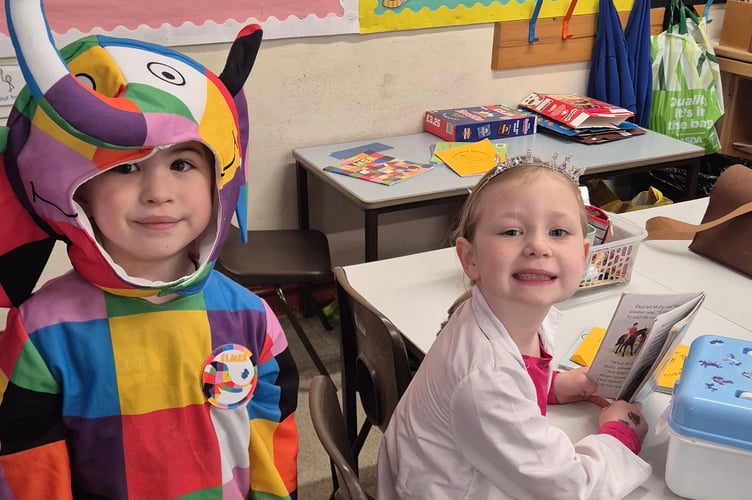 Elmer the Elephant joined a princess as young book lovers at Bere Alston School entered into the spirit of World Book Day today (Thursday).