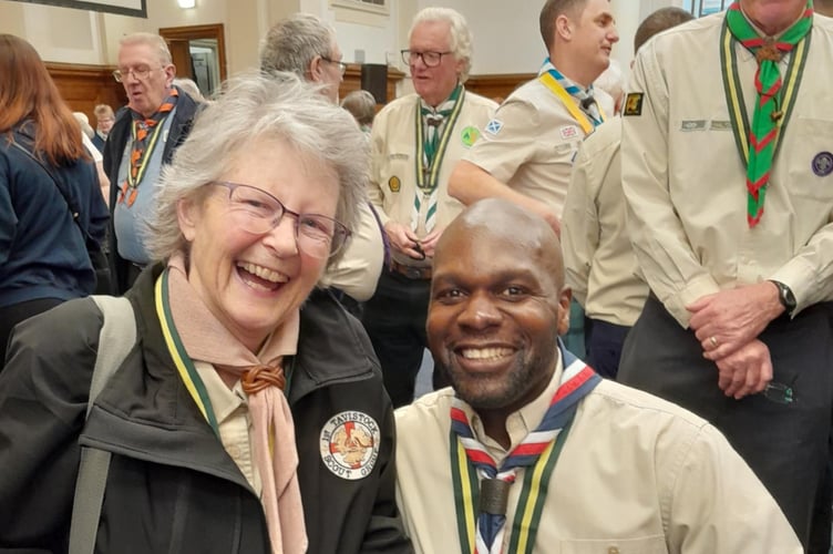 Elizabeth Cole with Chief Scout Dwayne Fields.