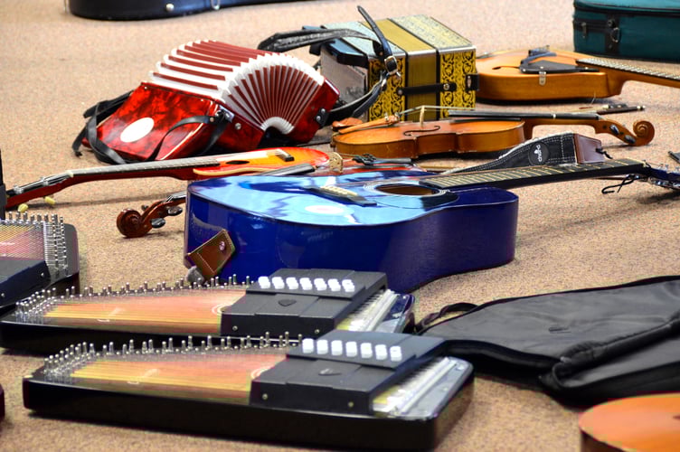 Some of Wren Music's fabulous instruments, available for workshop participants to try.