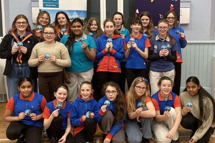 19th Plymouth Guides and Rangers with the new civil engineering badges.