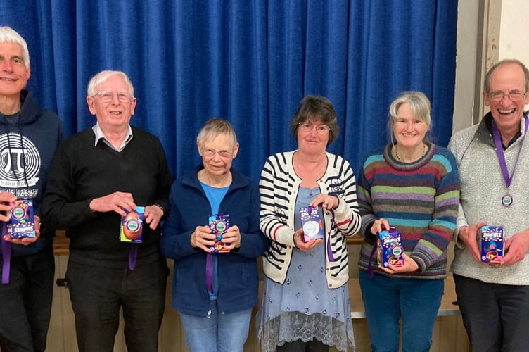 The Bellringers, the winning team in the Mary Tavy Quiz which raised funds for the Coronation Hall roof appeal.