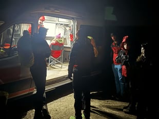 Mountain rescue volunteers evacuate moorland casualty