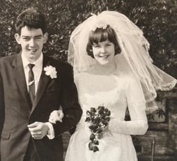 Ken and Doris Redstone marrying 60 years ago in Tavistock.