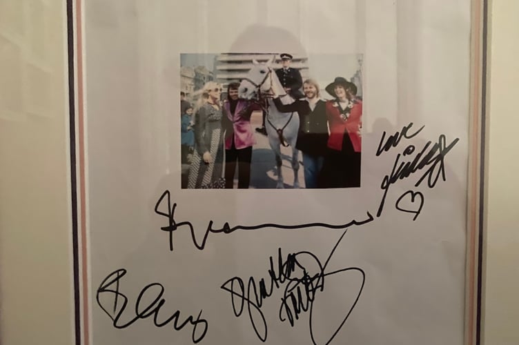 Tavistock resident Allen Lewis has a new treasured rare photograph of himself as a mounted police officer with Abba, complete with all their signatures.