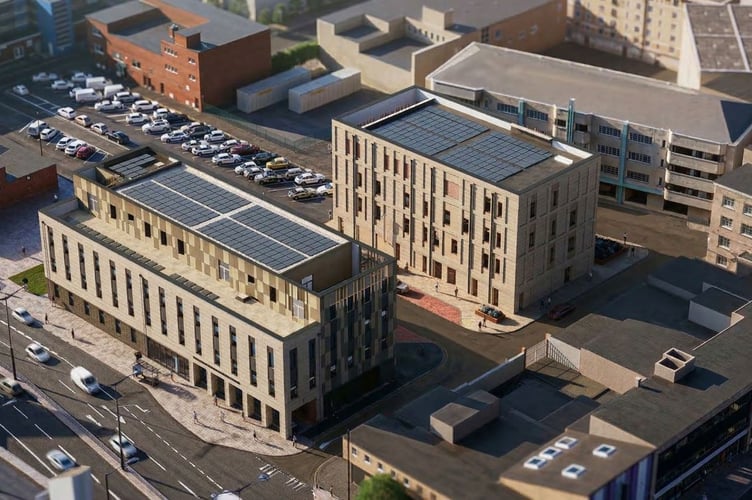 A model of the new community diagnostic centres in Plymouth city centre.