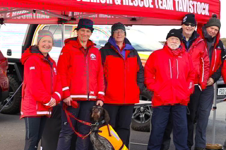 Dartmoor Search & Rescue Team Tavistock members spreading the word about safety on the moor to the public.