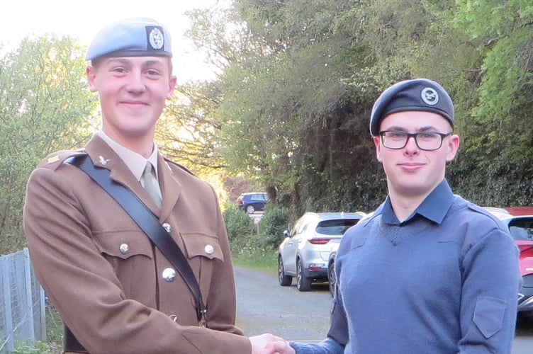 L-R- Second Lieutenant Joe Manners with Cadet Lacey Adams, promoted to corporal