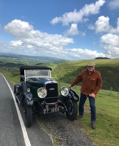 Drummond Challis with his treasured restored Alvis.