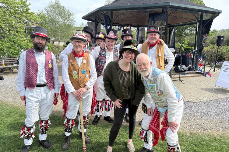 The Tinners Morris dancers with reporter Amy Hetherington at St George's Day celebrations 2026