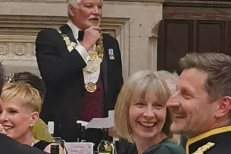 Tavistock Town Mayor Cllr Steve Hipsey, welcomes guests at the Tavistock Civic Ball in the town hall with a speech about how he came to live in the town.