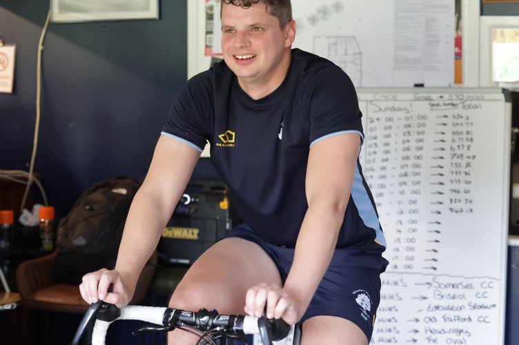 From the crease to the saddle: A Whitchurch Wayfarers Cricket Club player pedalling hard on the club's virtual static cycle ride between England's test ground. Picture by Chris Cottrell.