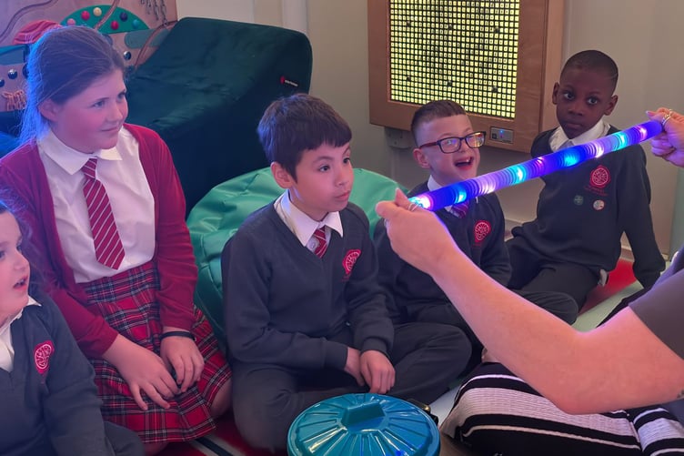 Learning Academy Partnership pupils in a sensory room. The partnership's excellence in inclusive education has been marked with a national shortlisting.