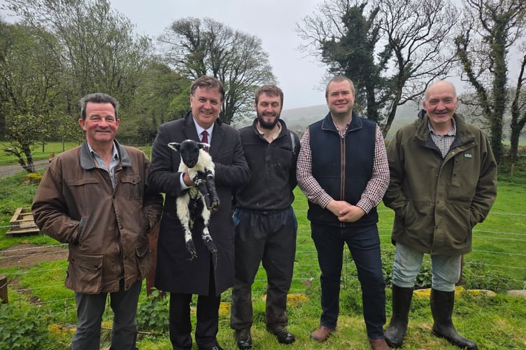 Sir Mel with South Tawton Commoners Richard Crocker, Olli Francis, James Reddaway and Jim Mawle.