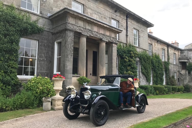 Drummond Challis, of Tavistock, and his prized restored classic car - an Alvis Silver Eagle - on tour in Northumberland.