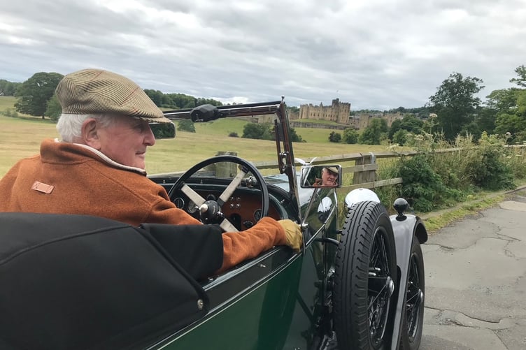 Drummond Challis, of Tavistock, and his prized restored classic car - an Alvis Silver Eagle on tour in Northumberland.