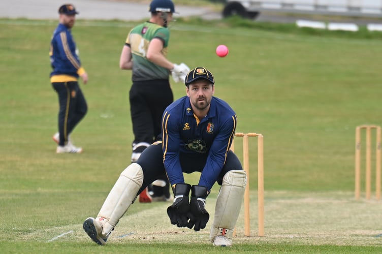 Devon Cricket League Premier Division. Bradninch and Kentisbeare versus Tavistock. Play was abandoned after 10 overs.Tavi 'keeper Rhys Davies