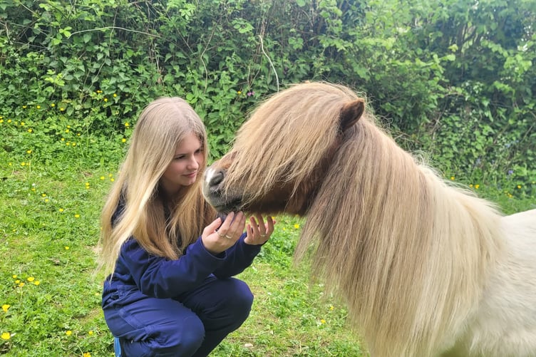 Lauren Blamey, 15, with her beloved pony, injured by a dog chase.