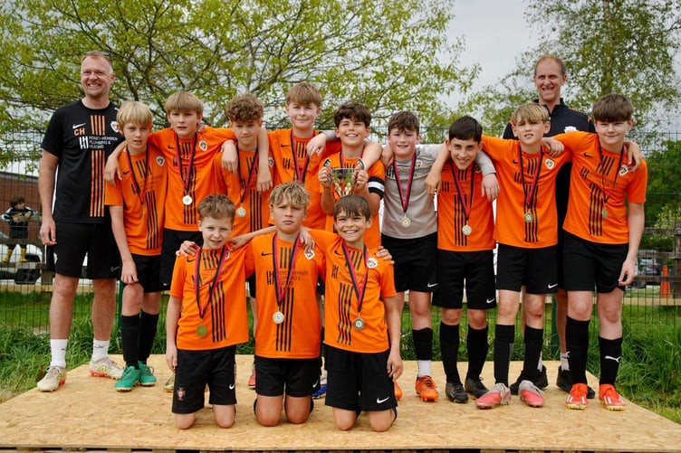 Horrabridge were the U-12 trophy winners of the Mark Wickett Tournament. Picture by Nadine Lamb.