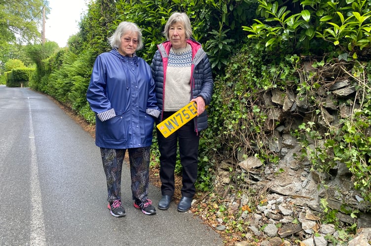 Linda Haston (left) and Jean Jameson are residents on Meavy Lane, Yelverton, which they say is a dangerous for drivers and pedestrians.
