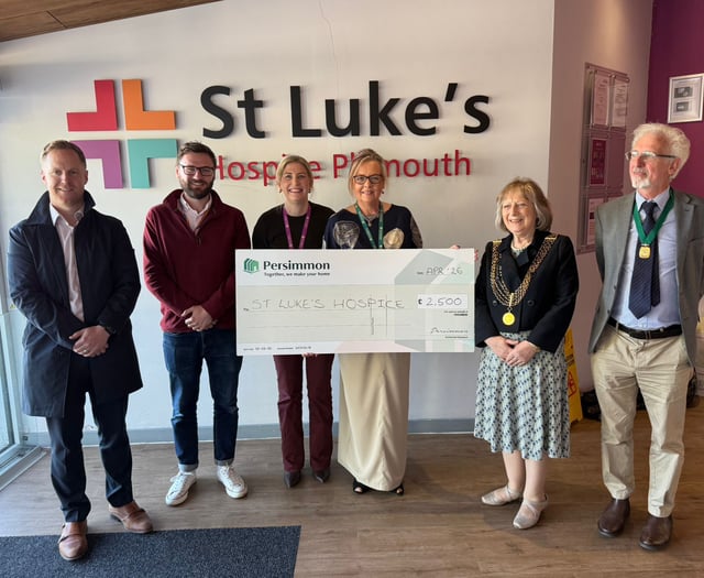 Plymouth-based housebuilder donates thousands to St Luke's Hospice 
